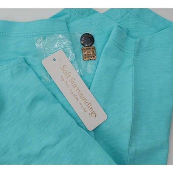 Soft Surroundings Med Danielle Turquoise Sleeveless Mismatch Button Tank NWT - Picture 13 of 14